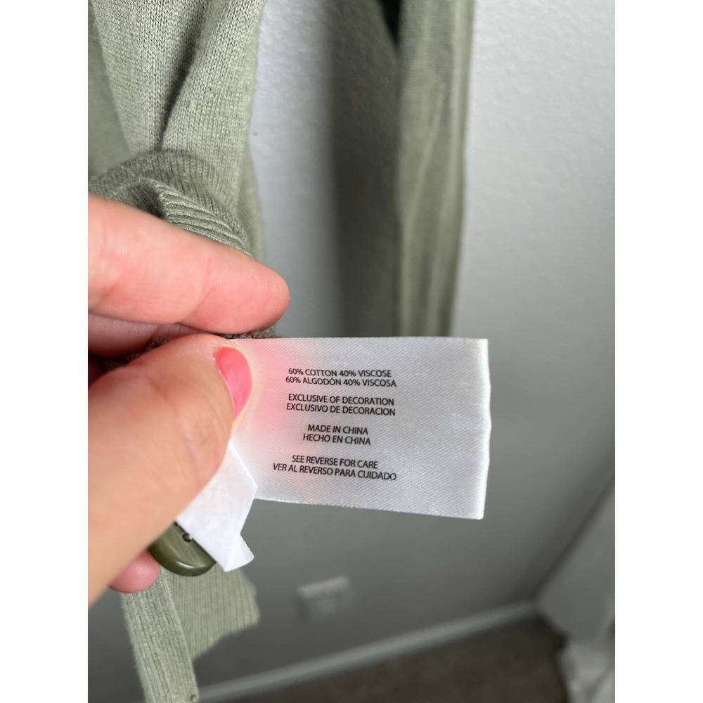Banana Republic Cotton Viscose V-Neck Cardigan Lightweight Sweater Sage Green LG - Picture 5 of 7